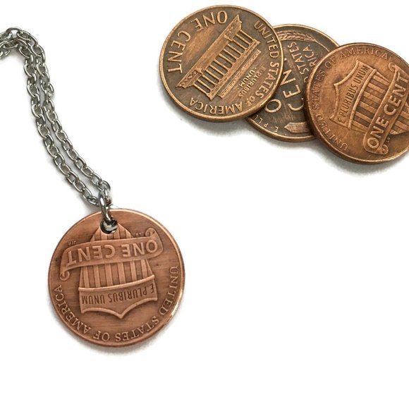 2010-2022 Handmade Lucky Penny LOVE Necklace Unisex Stainless Steel Chain Copper - Picture 3 of 5